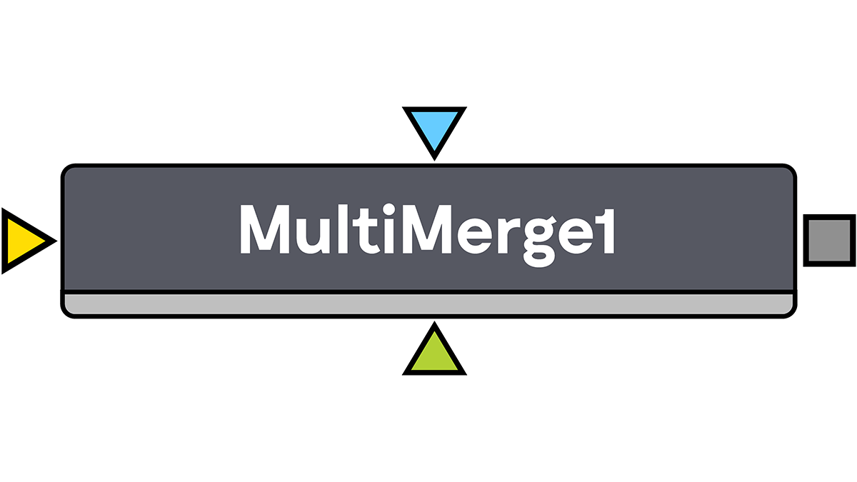 Tekening van een multimergenode of Multi Merge Node (los van elkaar geschreven zoals de Australiërs het doen). Op de node staat geschreven: MultiMerge1.